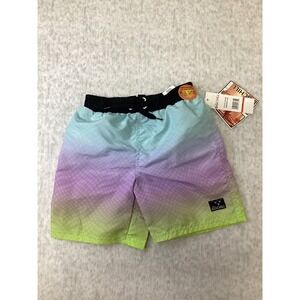 Big Chill Boys Ombre Swim Trunks Blue Purple Green UPF‎ 50 Size 4 BB829491-LIM